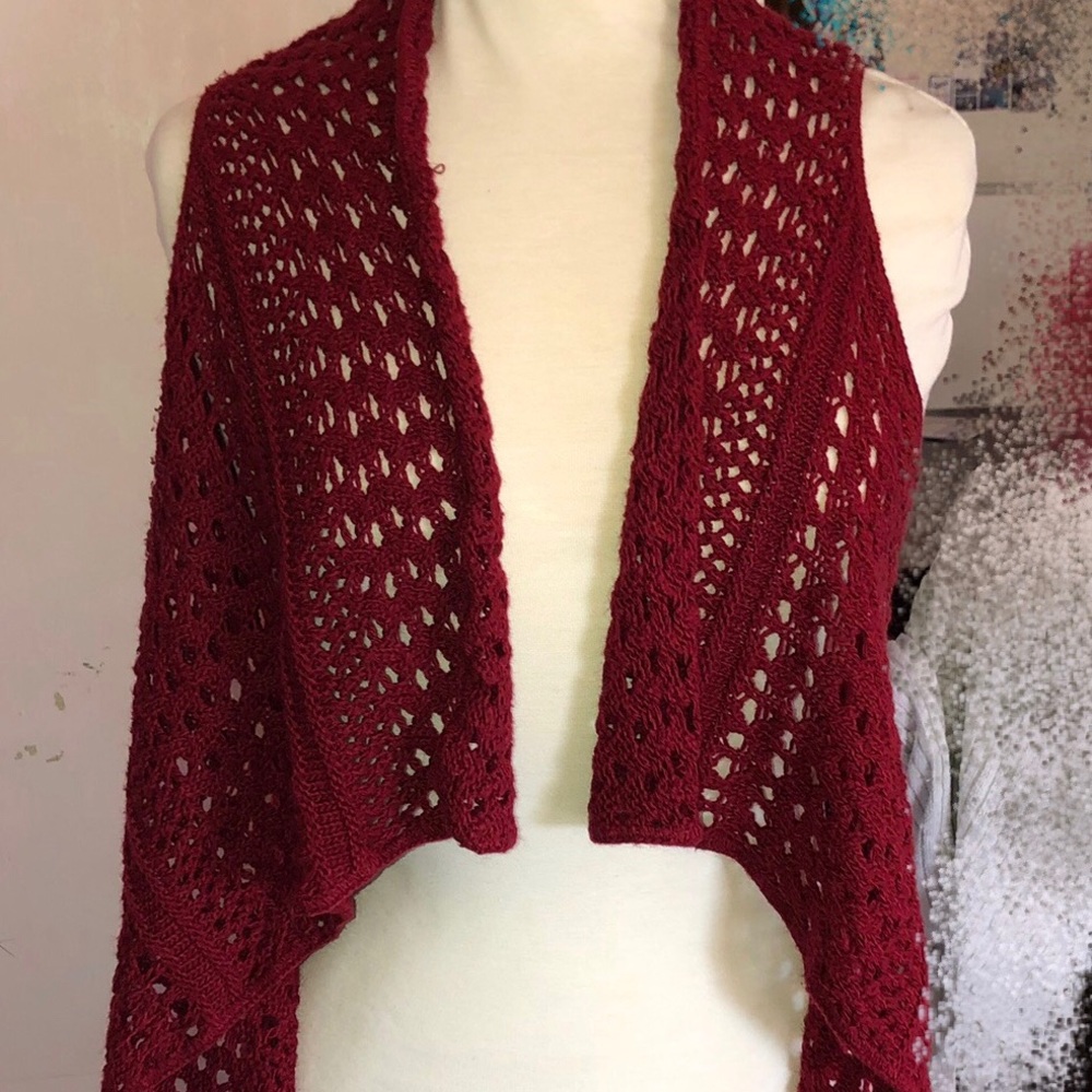 Burgundy/reddish crochet vest